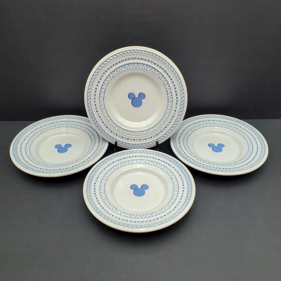 Disney Mickey Mouse Blue White Dessert Plates Walt Disney World Embossed Plates - Picture 1 of 11